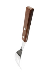Fork isolated on white background, top view 