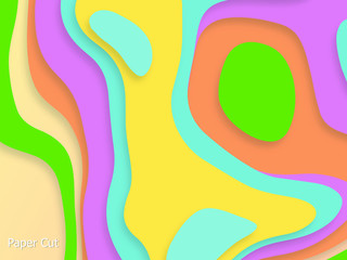 3D abstract background with Colorful paper cut shapes. Vector design layout for business presentations, flyers, posters and invitations. Colorful carving art, environment and ecology element