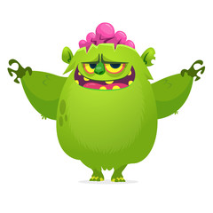 Scary cartoon zombie. Vector illustration. Halloween design