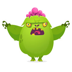 Scary cartoon zombie. Vector illustration. Halloween design