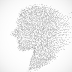 Abstract silhouette human head with circles, dotted logo