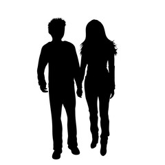Vector silhouette of couple on white background. Symbol of pair, husband, wife.