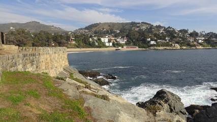 landscape of rocky beach and ocean view