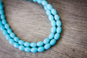 Beautiful blue oval beads photographed with a macro lens