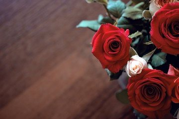 bouquet of roses on the table