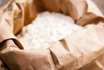 flour at paper bag macro