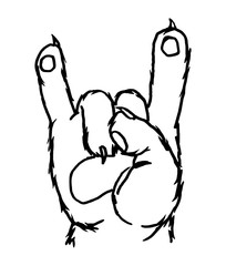 Cat paw show sign Rock and Roll. Vector black vintage