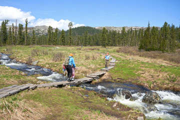 hiking in the mountains