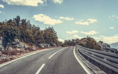 Mountain road on a summer sunny day.