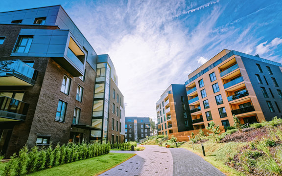 Modern architecture of residential buildings quarter