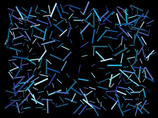Falling confetti on black background.