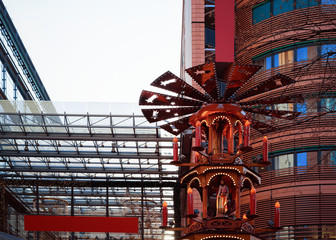 Wooden Christmas Pyramid with Nativity Scene Potsdamer platz Berlin
