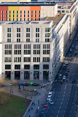 Aerial view on modern building architecture shopping street Potsdamer Platz