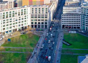 Aerial view of modern building architecture shopping street Potsdamer Platz