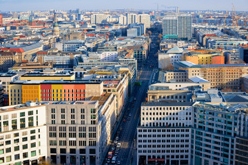 Aerial view to modern building architecture shopping street Potsdamer Platz