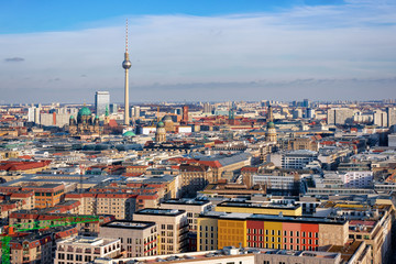 Aerial view of City centre Berlin with Berliner Dom Cathedral