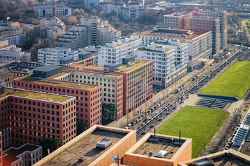 Aerial view modern apartment residential building architecture Potsdamer Platz