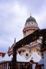 Evening Christmas market at Gendarmenmarkt in Berlin EU