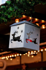 Lantern with reindeer Decorations at Christmas market Berlin