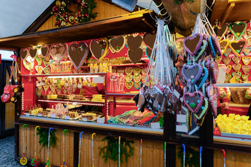 Gingerbread cookies in Christmas market Germany