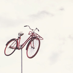 Fototapeta na wymiar Vintage bicycle set as an art object outdoors