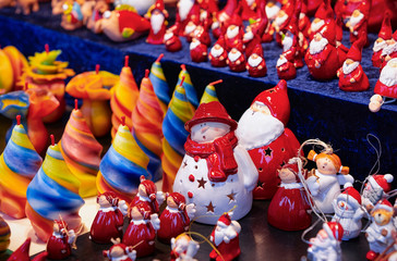 Ceramic Christmas decoration in Christmas market in Germany