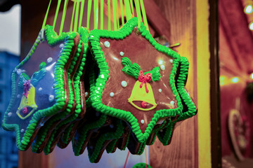 Gingerbread cookies at Christmas market in Germany