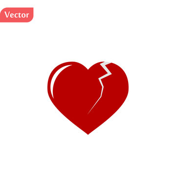 illustration of a broken heart, isolated on white background, vector illustration