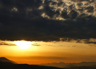 beautiful golden sunset sky landscape