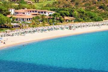Landscape with beach in Mediterranean Sea in Villasimius
