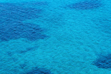 Blue Mediterranean Sea in Villasimius in Sardinia