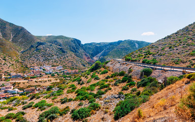 Scenery and highway in Carbonia near Cagliari in Sardinia