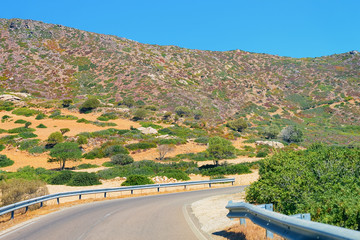 Landscape with scenery and Road in province of Cagliari