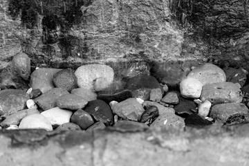 Water falling on stones