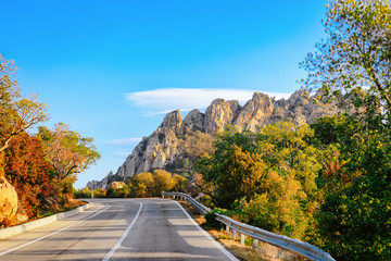 Empty road without cars Sardinia Island in Italy