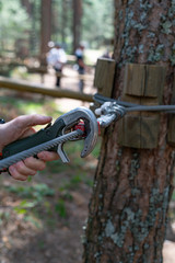 Appliance for safe extreme adventure on high rope