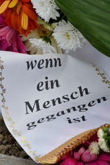 friedhof, schleife auf frischem grab