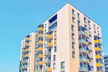 Fototapeta premium Details of apartment residential house with balconies