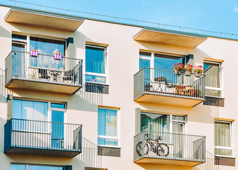 Detail of residential building with balconies