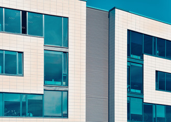 Detail of wall of modern office building skyscraper
