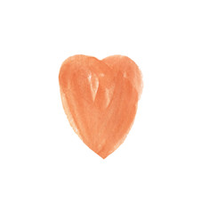 Watercolor heart shape hand drawn with soft rough edges, gentle pastel pink color, isolated on white background, perfect for cards, wedding decoration and invitations, textile, posters