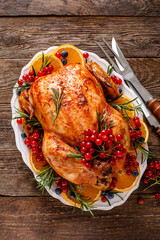 Christmas turkey. Traditional festive food for Christmas or Thanksgiving