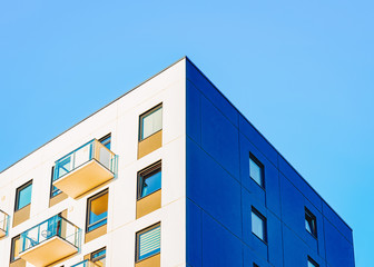 Facade of modern house apartment copy space