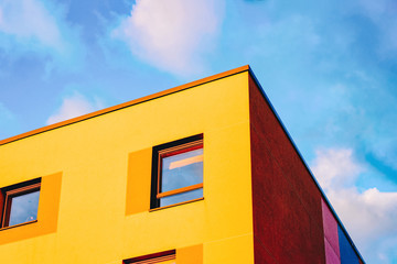 Facade modern apartment house copy space sky clouds