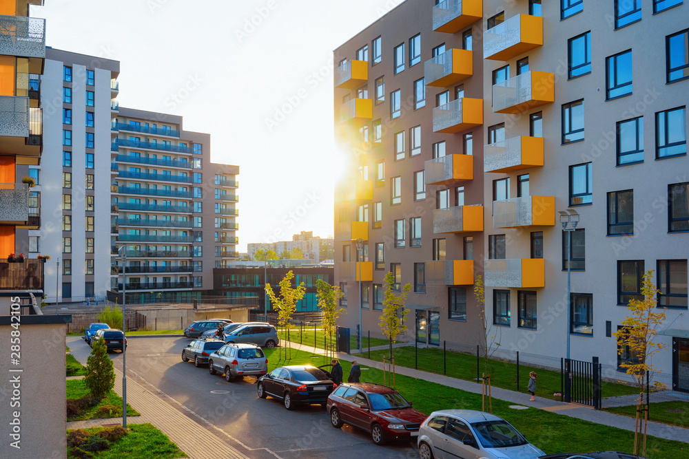 Wall mural Apartment home house residential building complex street