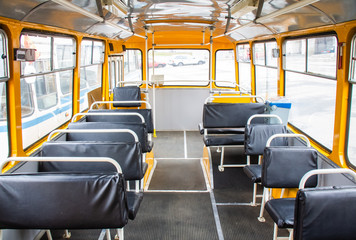 Salon of the Soviet city bus of the early 90s