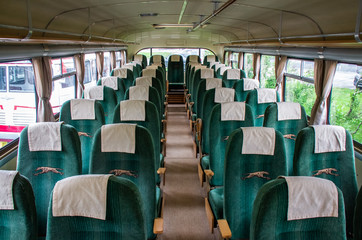 Salon of the old Swedish bus of the 60s at the exhibition