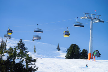 Naklejka na ściany i meble Ski lifts in Zillertal Arena ski resort in Zillertal Tyrol