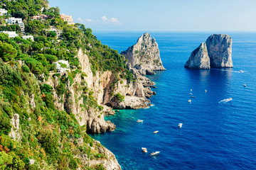 Capri Island and Faraglioni near Naples of Italy