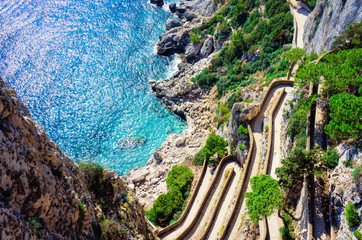 Via Krupp street at Marina Piccola in Capri Island town